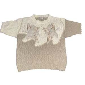 Vintage Palm Springs Yacht Floral Grandmacore Eclectic Grandpa Appliqué Sweater